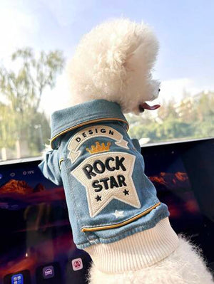 Handsome Rock Embroidered Denim Coat for Small Dogs