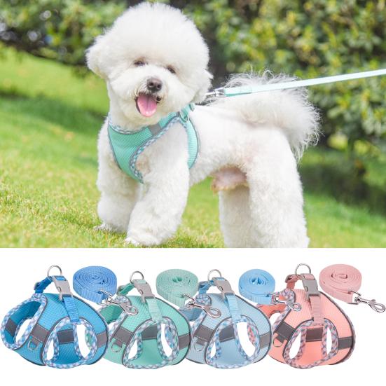 Reflective Plaid Dog Harness with Leash