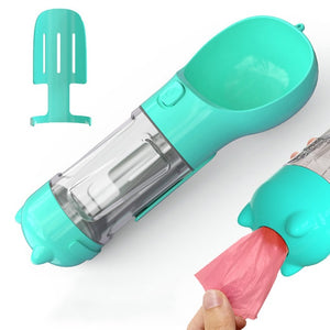 Pet Multi-functional Water Bottle with Waste Shovel & Food Box