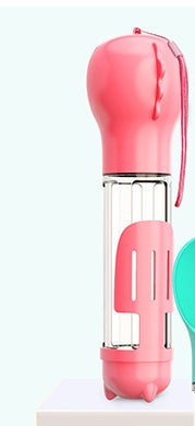 Pet Multi-functional Water Bottle with Waste Shovel & Food Box