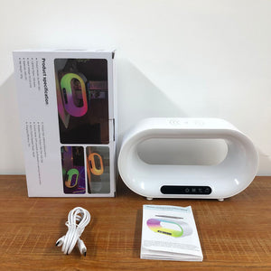 3-in-1 Smart LED Night Light with RGB Desk Lamp, Wireless Charger & Alarm Clock