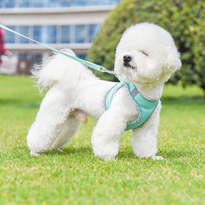 Reflective Plaid Dog Harness with Leash