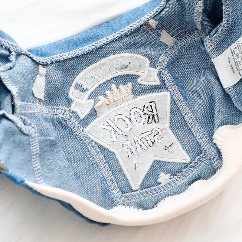 Handsome Rock Embroidered Denim Coat for Small Dogs