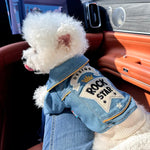 Handsome Rock Embroidered Denim Coat for Small Dogs