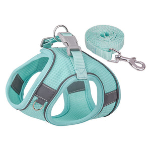 Reflective Plaid Dog Harness with Leash